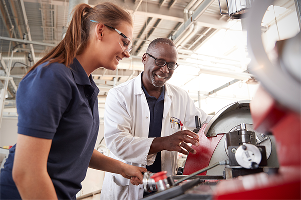 student working on engine