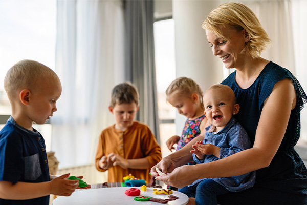 Nanny with children